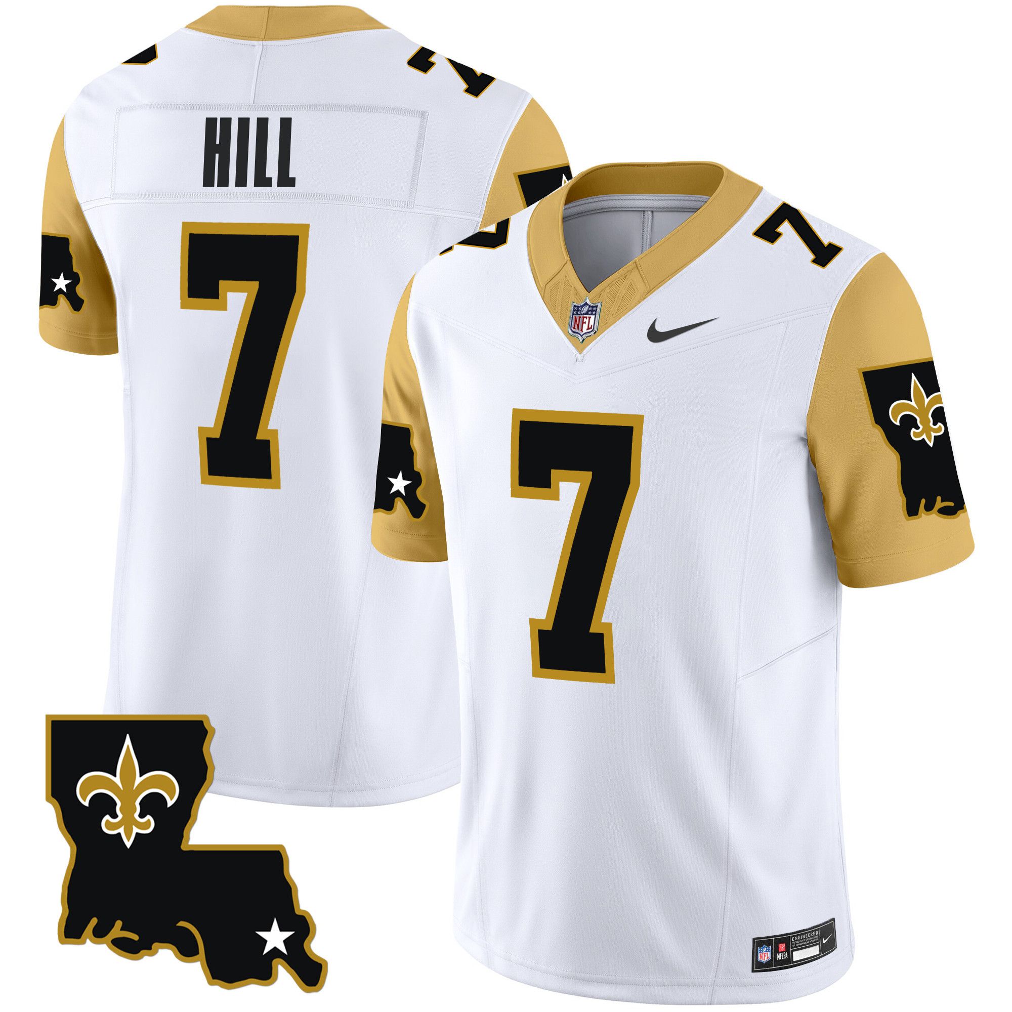Men New Orleans Saints 7 Hill White 2024 Nike 1987 Legacy Vapor Limited NFL Jersey